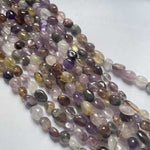 Authentic Purple Phantom Tumbled Nugget Gemstones Beads 7-8mm - 15.5" Strand