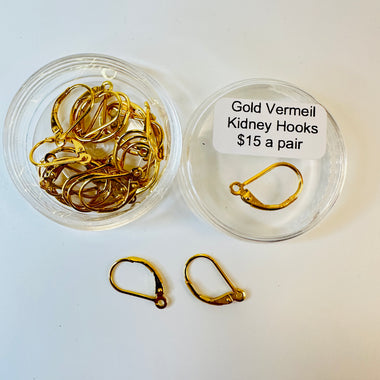 Gold Vermeil - Kidney Earring Hooks - pair