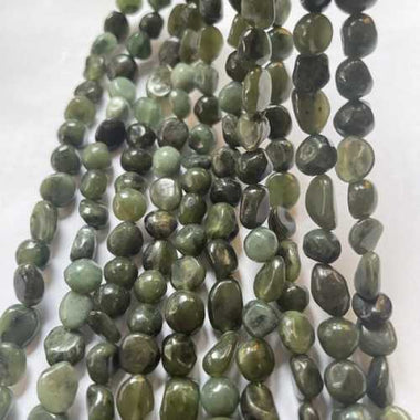 Authentic Canadian Jade Potato Tumbled Nugget Gemstones Beads 7-8mm - 15.5" Strand