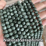 Authentic RARE! Mix Seraphinite Gemstones Beads Round 8mm - 6 pcs
