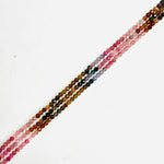 Tourmaline Crystal Faceted Round Gemstones Rainbow Beads 3mm - 15.5" Strand