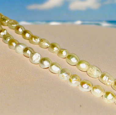 Natural Freshwater Baroque Pearls Beads   9-10 mm -15.5"inches Strand White