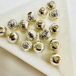 925 Sterling Silver Corrugated Round Beads 8mm - 1pcs - Beadsy Beads