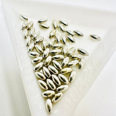 925 Sterling Silver Rice Bead 6mm - 1pc - Beadsy Beads