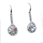 925 Sterling silver Swarovski Earrings Double Diamontes Round Crystal Clear - Beadsy Beads