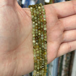 Authentic Green Garnet Faceted Round Gemstones Beads 3mm - 15.5" Strand