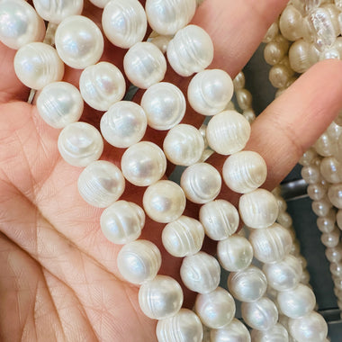 Natural Freshwater Pearls Beads Potato  10-11 mm -15.5"inches Strand White