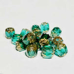 Czech Glass Beads Cathedral Gold Teal 6mm - 20pcs