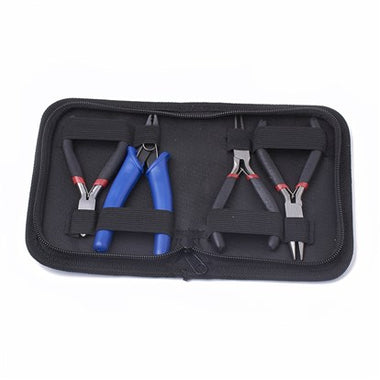 Carbon Steel Jewelry Plier Sets, including Wire Cutter Plier, Round Nose Plier, Side Cutting Plier and Crimping Plier