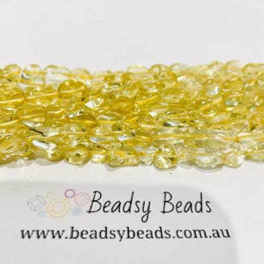 Authentic Lemon Quartz Potato Tumble Nugget Gemstones Bead 6-8mm -15.5" Strand