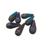 Handmade Tibetan Beads Teardrop - Gold - 2.5 cm