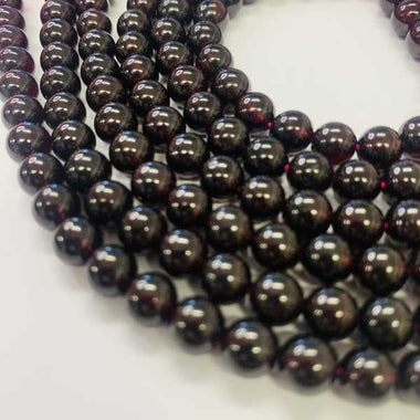 Round Medium Grade Crystal Red Garnet Bead Strand 15 inches