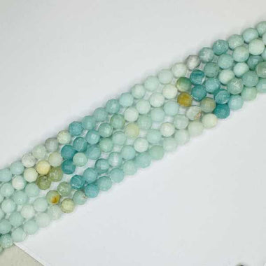 Authentic “A” Quality Mix Amazonite Crystal Faceted Beads Round 6mm- 15.5in Strand
