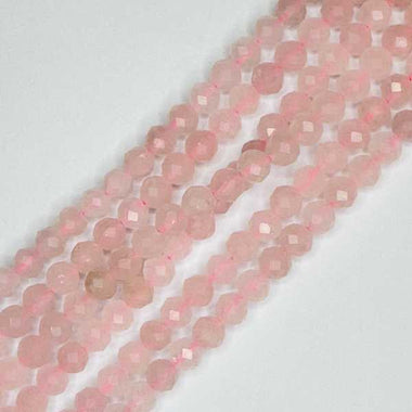 Rose Quartz Gemstone Crystals Faceted Round Beads 6mm – 15.5 inches strand