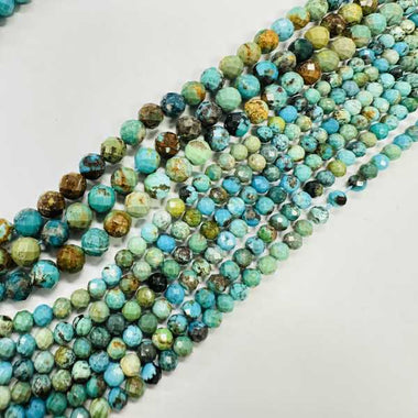 Authentic Hubei Turquoise Crystal Faceted Round Gemstone Beads 4mm and 6mm – 15.5″ Strand