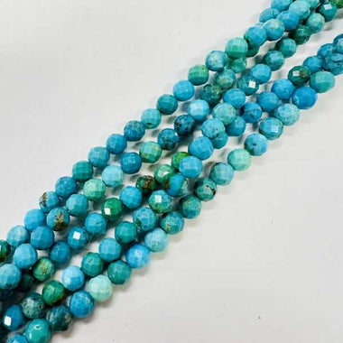 “AAA” Authentic Hubei Turquoise Crystal Faceted Round Gemstone Beads 5mm – 15.5″ Strand