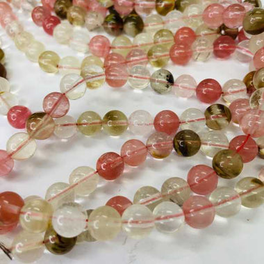 Cherry Quartz  Round Crystal Bead Strand 15 inch 8mm