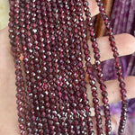 Authentic Garnet Crystal Faceted Round Gemstones Beads 4mm -15.5" Strand