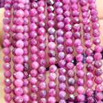 Ruby Crystal Faceted Round Gemstones Beads 4mm -15.5" Strand