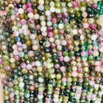 Tourmaline Crystal Round Faceted Gemstone Beads 4mm - 15.5" Strand