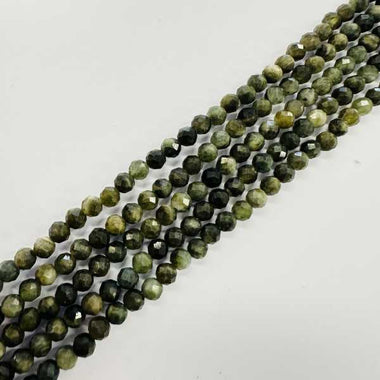Gold Obsidian Crystal Faceted Round Gemstones Beads 4mm -15.5" Strand