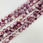 RARE! Purple Lepidolite / Lithium Crystal Monet Round Gemstone Beads  15.5 Inches strand