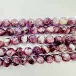 RARE! Purple Lepidolite / Lithium Crystal Monet Round Gemstone Beads  15.5 Inches strand