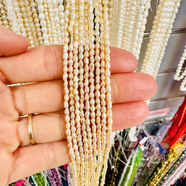Freshwater Rice Pearl 4mm -15.5"inches Strand