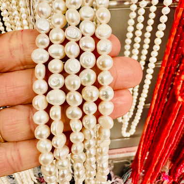 Freshwater Button Pearl 6mm -15.5"inches Strand