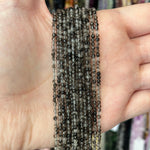 Tourmalinated Quartz Round Gemstones Beads 2mm - 15.5" strand