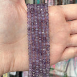 Amethyst Faceted Rondelle Crystal Beads 4mm 15.5 inch Strand