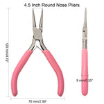 Carbon Steel Round Nose Pliers, Hand Tools, Polishing, Pink, 12x7.6x0.9cm