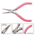 Carbon Steel Round Nose Pliers, Hand Tools, Polishing, Pink, 12x7.6x0.9cm