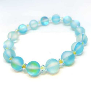 Swarovski Crystals / Aqua Mystic Aura Quartz Gemstone Bracelet size 8mm