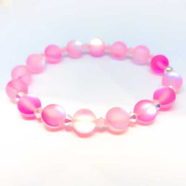 Swarovski Crystals / Mystic Aura Quartz Gemstone Bracelet size 8mm Pink