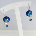 925 Sterling silver Swarovski Hooks Earrings Round Butterfly crystal multicolours