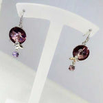 925 Sterling silver Swarovski Hooks Earrings Round Butterfly crystal multicolours