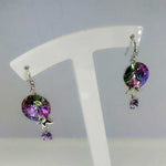 925 Sterling silver Swarovski Hooks Earrings Round Butterfly crystal multicolours