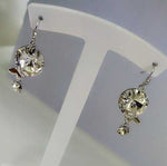 925 Sterling silver Swarovski Hooks Earrings Round Butterfly crystal multicolours
