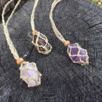 YELLOW    - Eco-Friendly 100% Linen Cord Interchangable / Adjustable Macrame Crystal Pendant Pouch Net -
