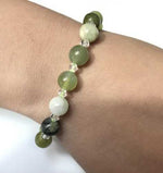 Swarovski Crystals / Green Yellow Jade Gemstone Bracelet size 8mm