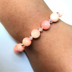 Swarovski Crystals / Sea Coral Bracelet size 8mm Natural Pink