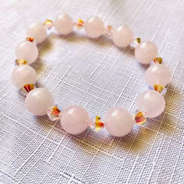 Swarovski Crystals / Rose Quartz Gemstone Bracelet size 10mm