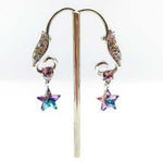 925 Sterling Silver Swarovski Earrings Dangling Star Vitrail Light