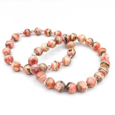 Argentinian Rhodochrosite Gemstone Crystals Bracelet size 6-7mm