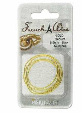 Bead Smith French Wire (Fine Gold) - 0.9mm- 14 Inches Length