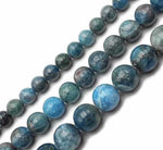 Blue Apatite Crystal Round Gemstone Beads  – 15.5″ Strand