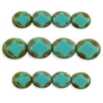 Czech Glass beads Polished Diamonds 9 x 8mm : Turquoise - Picasso