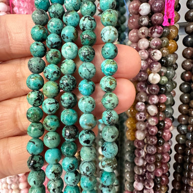 African Turquoise 'A' Crystal Round Gemstone Beads 6mm - 15.5" Strand - Beadsy Beads