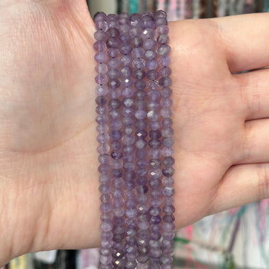 Amethyst Faceted Rondelle Crystal Beads 4mm 15.5 inch Strand - Beadsy Beads